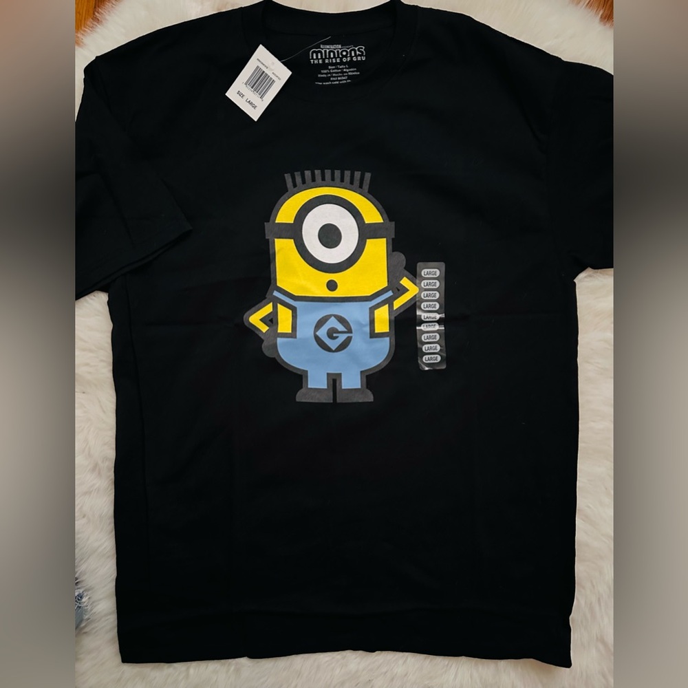 Minions Rise of Gru Black Graphic T-Shirt Men’s Size Large NWT
